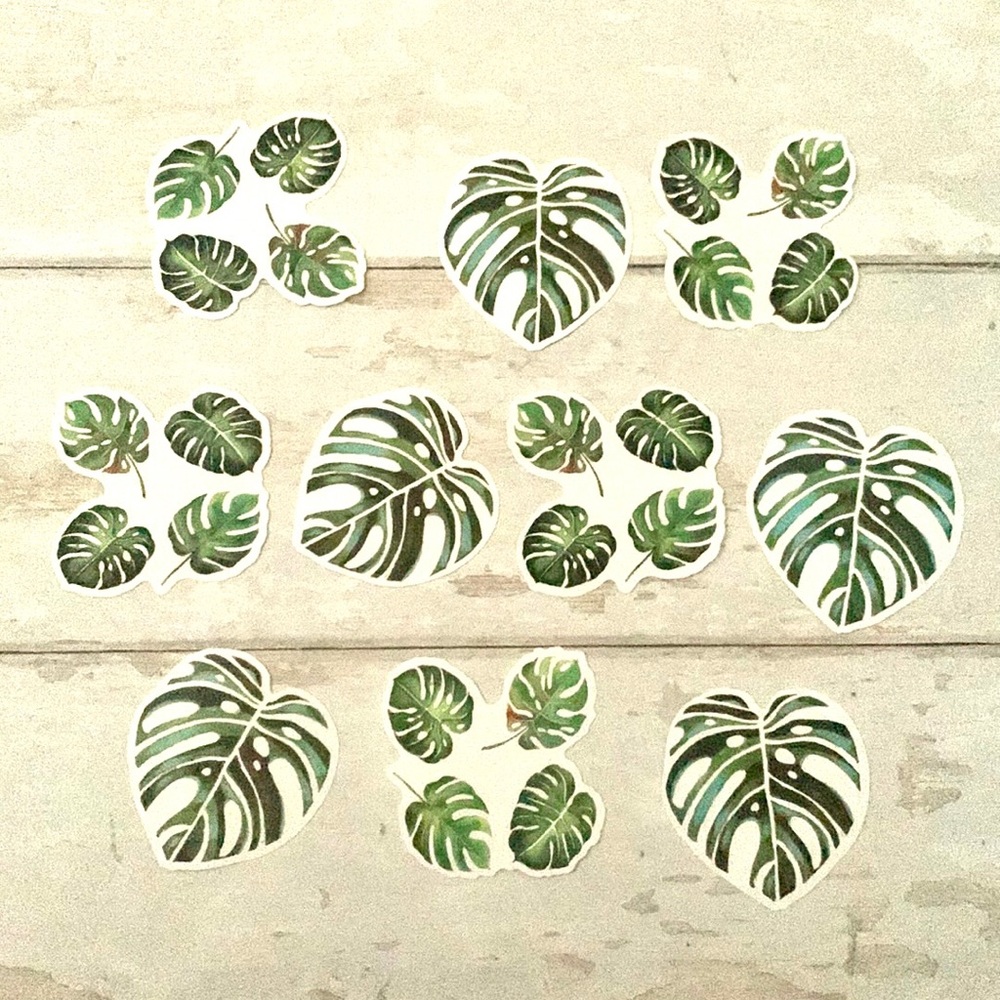10pc Leaf Palm Frond Sticker Bundle Set Green Leaves Crafts Scrapbooking NEW